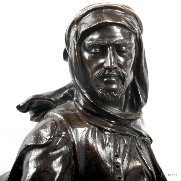 Alfred Barye (Parigi 1839-1882), Cacciatore arabo, fine XIX secolo, bronzo, cm 106x76x40, firmato...