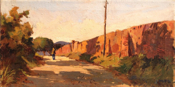 Angiolo Volpe - Livorno, olio su tela, cm 30 x 60.