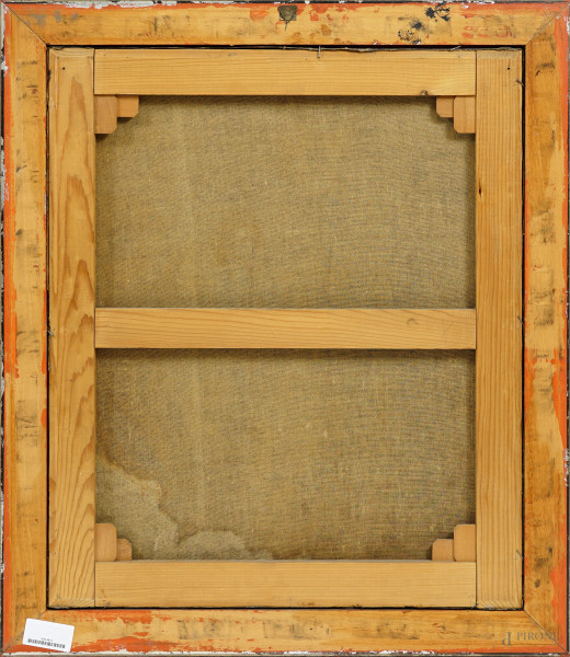 Scuola emiliana del XVII secolo, Madonna con Bambino, olio su tela, cm 67,5x55,5, (difetti)