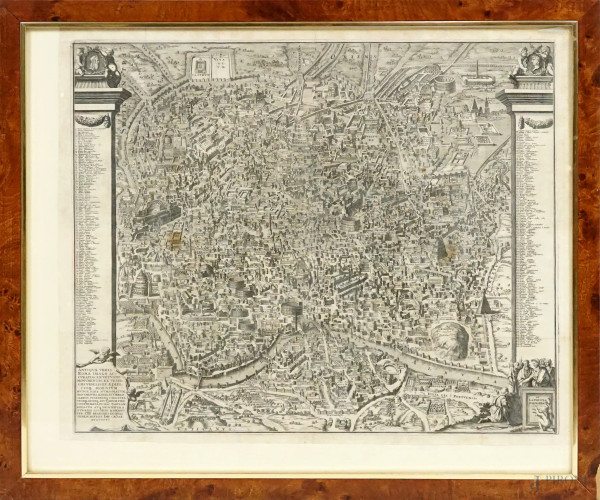 Pieter Van der Aa (1659-1733), Antiquae Urbis Romae Imago accuratiss. ex vetustis monumentis. redacta atque descripta a Pyrrho Ligorio romano […], incisione, cm 52x63, entro cornice