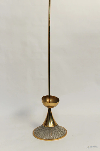 Lampadario in metallo dorato con perline, H 78 cm.