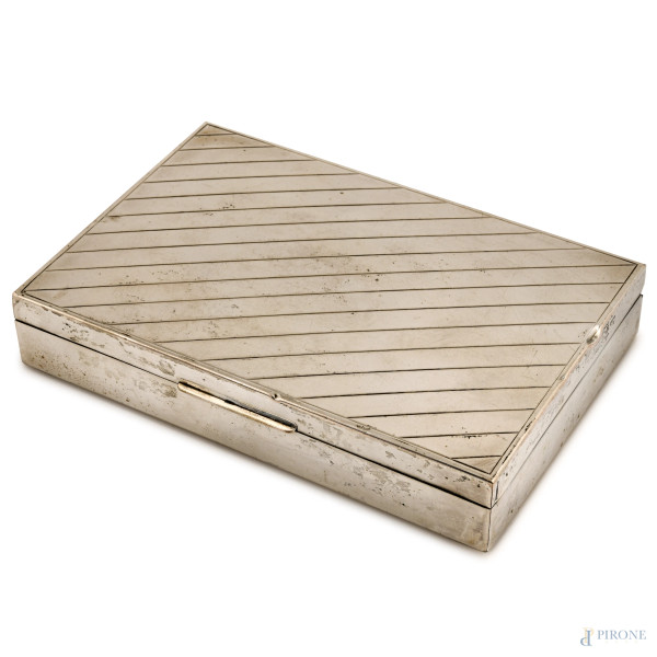 Scatola portagioie rivestita in argento cm 3x16,5,11, (difetti)