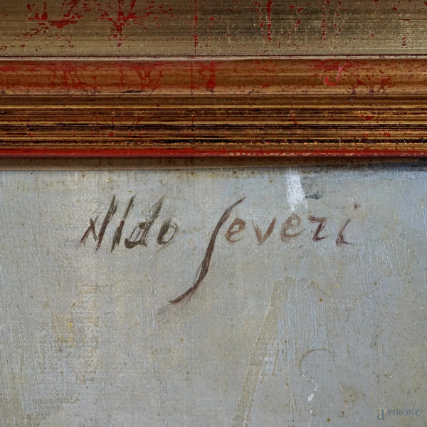 Cappottino rosso (la figlia del pittore), olio su tela, cm 84x62, entro cornice.