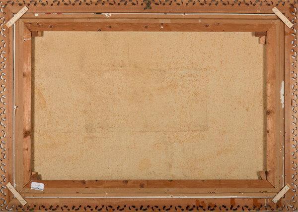 Natura silente, olio su tela, cm 80x117, firmato e datato "1963" in basso a destra, entro cornice...