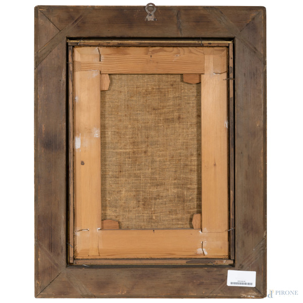 Cristo coronato di spine, XVII secolo, olio su tela, cm 43,5x32, entro cornice, (lievi abrasioni ...