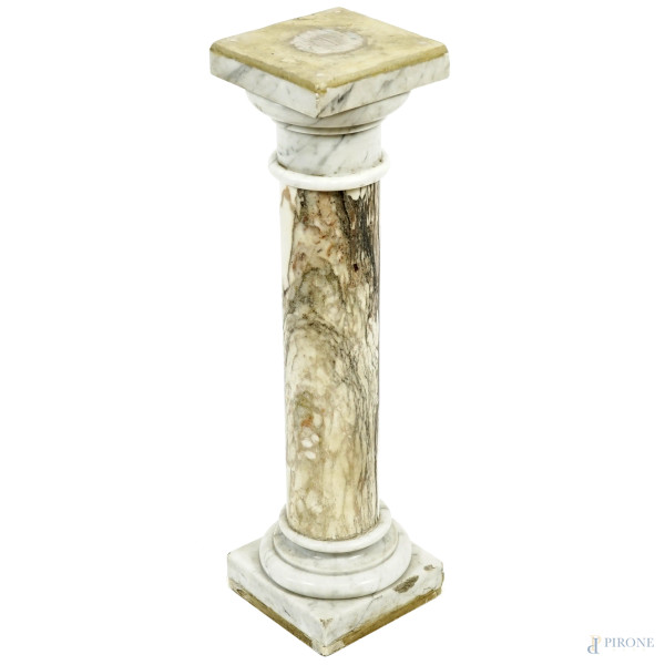 Colonna in marmo grigio, XX secolo, altezza cm 57