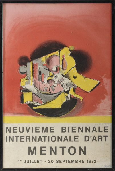 Neuvieme Biennale Internationale d'Art, manifesto a colori, cm 71x47 entro cornice, (tracce di umidità)