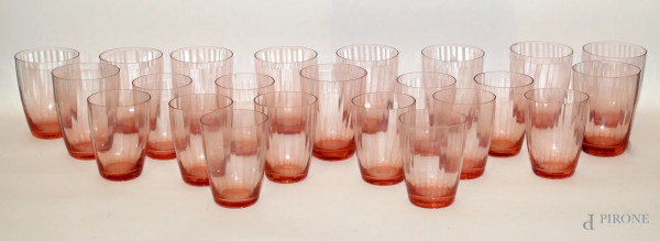 Servizio di bicchieri in vetro di Murano color salmone, (difetti)