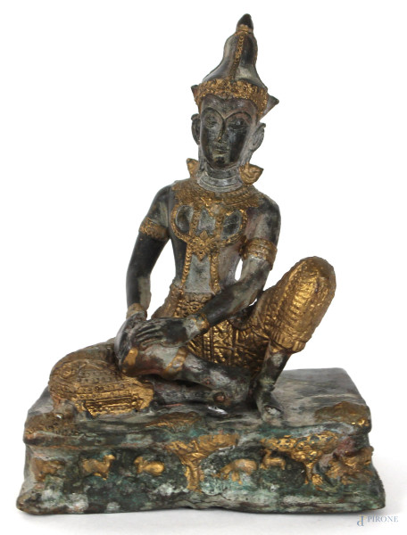 Divinit&#224; tibetana in bronzo, altezza cm. 18, XX secolo.