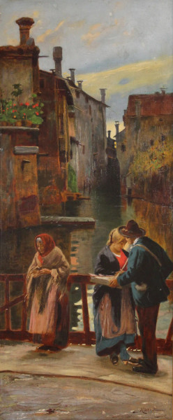 scorcio di Venezia con figure