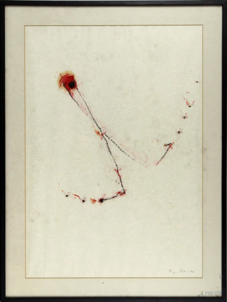 Salvatore Pupillo - Astratto, tecnica mista su carta, cm 61x43,5, entro cornice