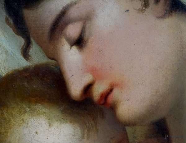 Seguace di Charles François Jalabert (1819-1901), Il risveglio, olio su tela, cm 98x74, entro cor...