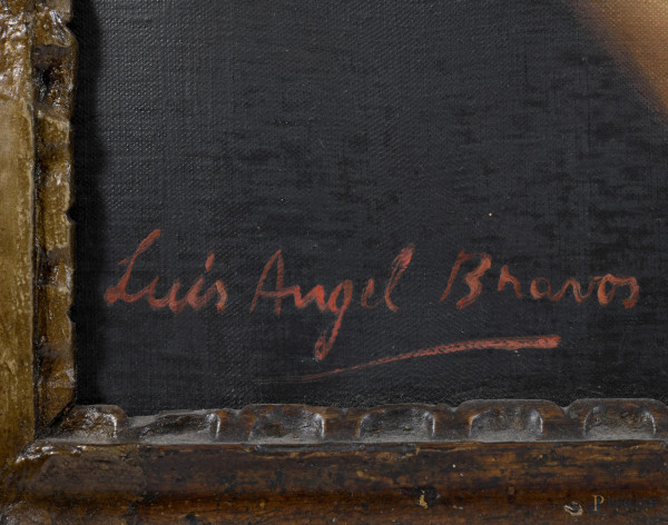 Ritratto di donna con ventaglio, XX secolo, olio su tela, cm 95,5x77