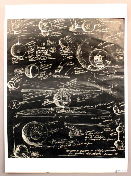 Parole e mondi, litografia, 70x50 cm.