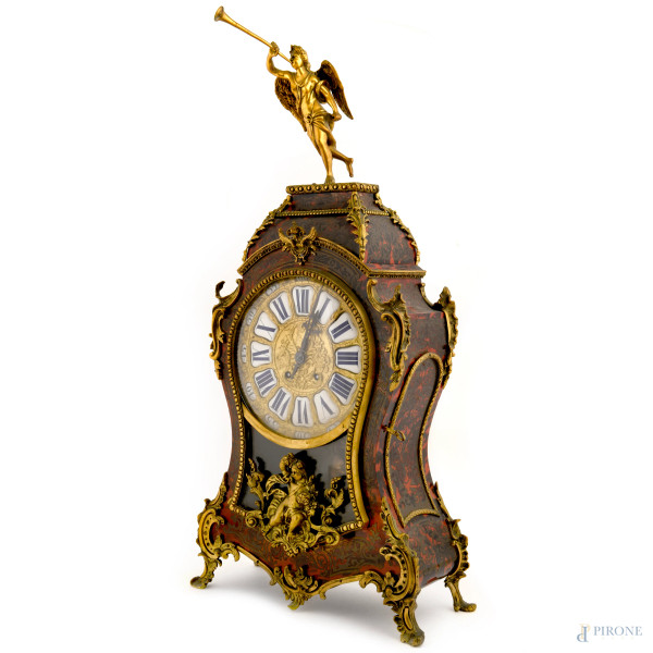 Pendola in stile Boulle, XX secolo, cm 75,5x31x13,4, (difetti, da revisionare)