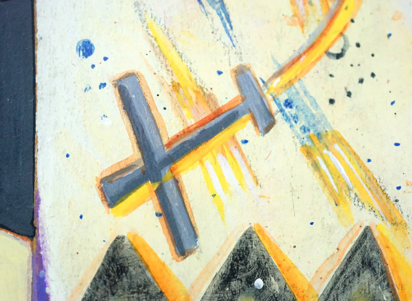 Fulvio Mardino "Fumardino", Esibizione volo futurista, tempera su carta, cm 26x20, firmato in bas...