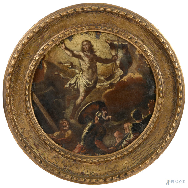 Lotto composto da sei olii su tela a serto circolare raffiguranti scene della vita di Cristo, XVI...