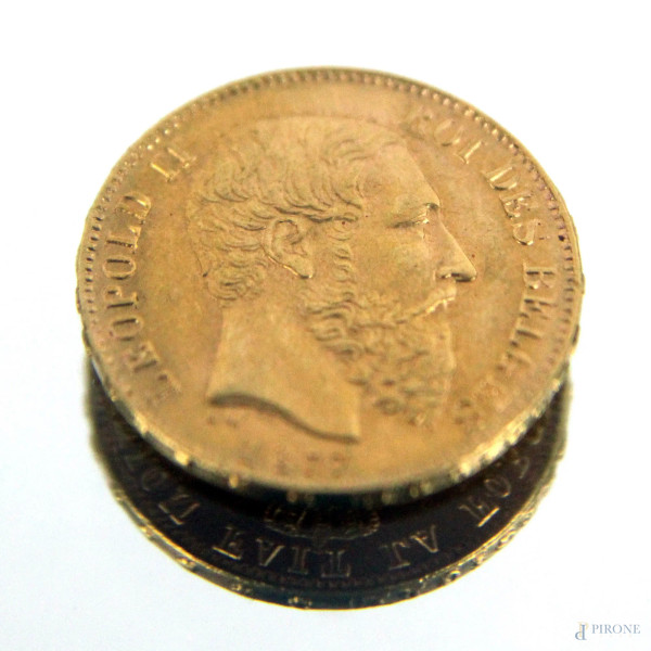 Marengo 20 Franchi in oro, Leopoldo II del Belgio.