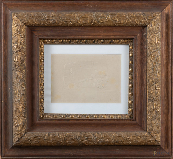 Ladislav Saloun (1870-1946), Il lavoratore, carta estroflessa, cm 24x30 compreso passepartout, entro cornice