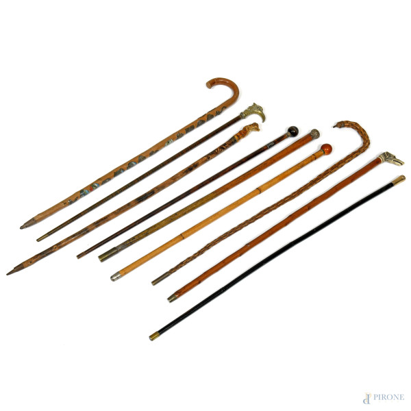 Lotto di 9 bastoni da passeggio