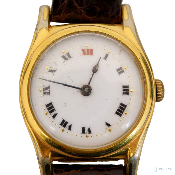 Orologio da donna, meccanica Rolex, con cassa placcata in oro, 26 mm, lunghezza cm 21,(difetti, m...