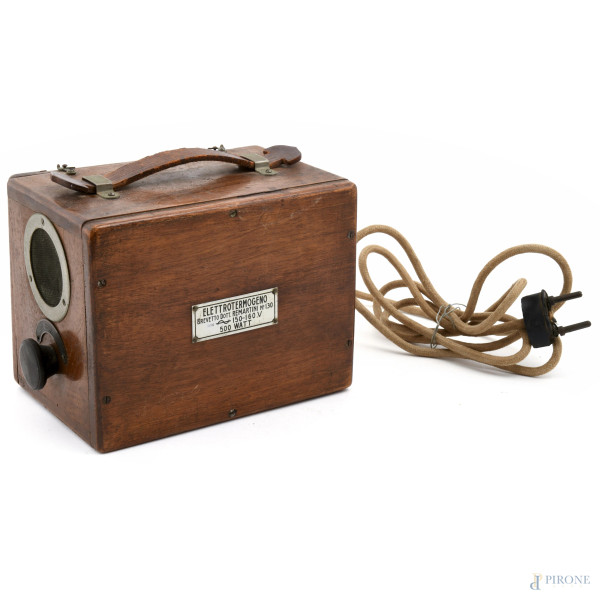 Elettrotermogeno (brevetto Dott. Remartini, n 130), XX secolo, cm 14x17x12, (da revisionare)