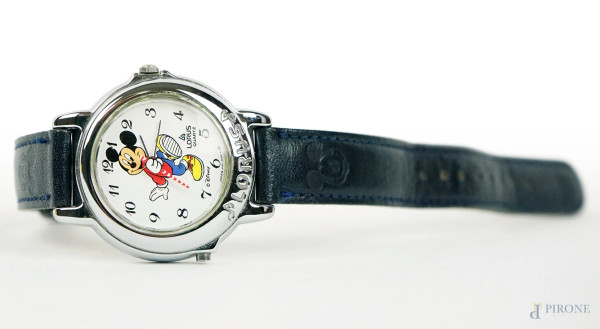 Disney x Lorus, orologio da polso da bambino, quadrante con Topolino,  lunghezza cm 21, (segni di utilizzo, meccanismo da revisionare).