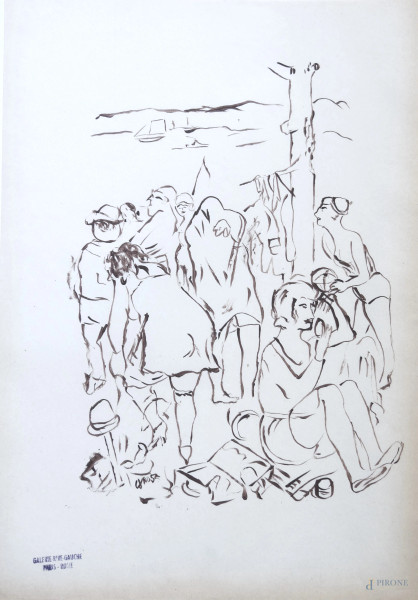 Flagellazione, olio su rame, XIX secolo, cm 34x30 entro cornice, (difetti)