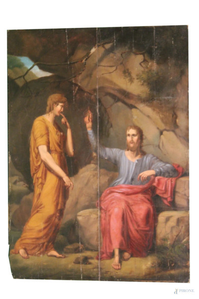 Cristo con Apostolo, olio su tavola 70x50 cm, XVIII sec.