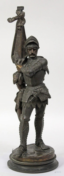 Soldato, scultura in bronzo, XIX sec.,H 57 cm.