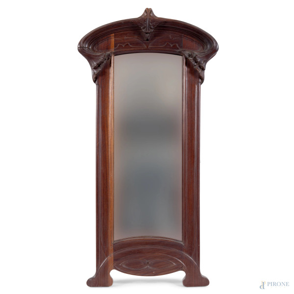 Specchiera in stile Liberty, XX secolo, cm 80,5x40,5, (difetti)