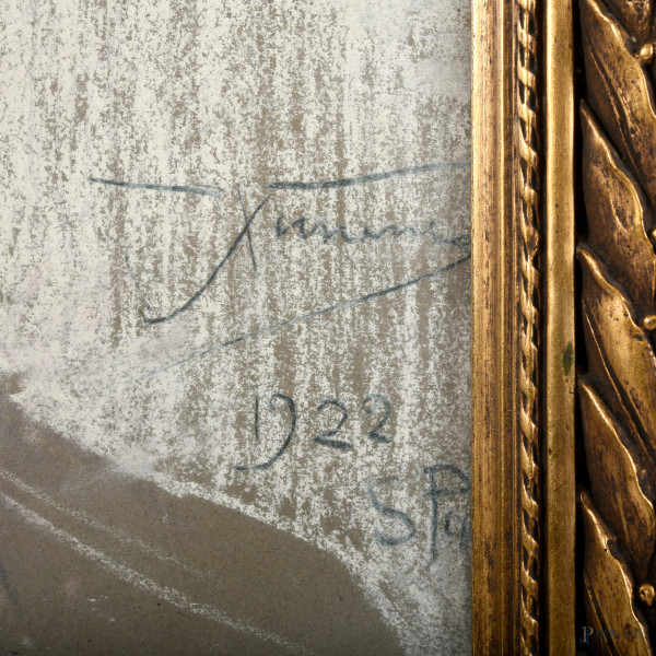 Ettore Ximenes (1855-1926), Autoritratto, pastelli grassi su carta, cm 45x39, firmato, datato "19...