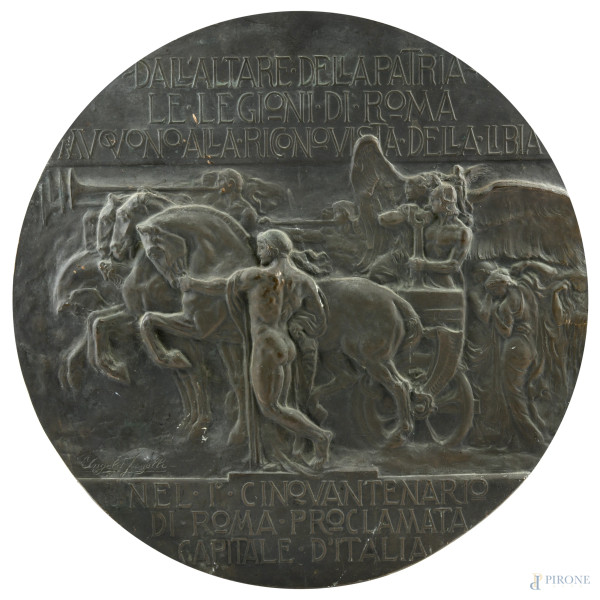 Angelo Zanelli ( 1879 –  1942), Bassorilievo in bronzo a serto circolare per il Primo Cinquantenario  [..]