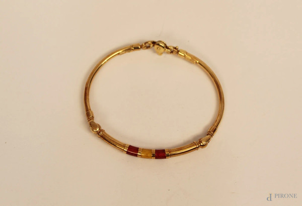 Bracciale in oro 18 kt, con smalti, gr. 13