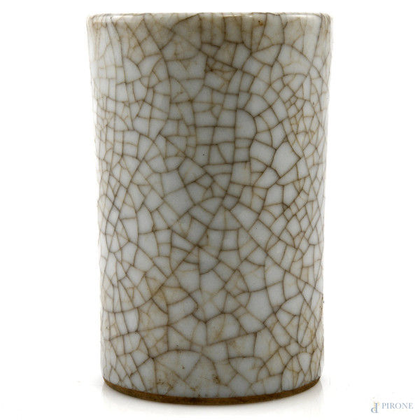Portapennelli in ceramica Craquelé, XX secolo, altezza cm 14, (segni di usura, sbeccature)