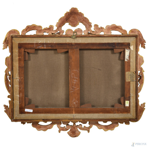 Coppia di grisailles raffiguranti putti, XIX secolo, cm 40x60, entro cornici, (craquelure)