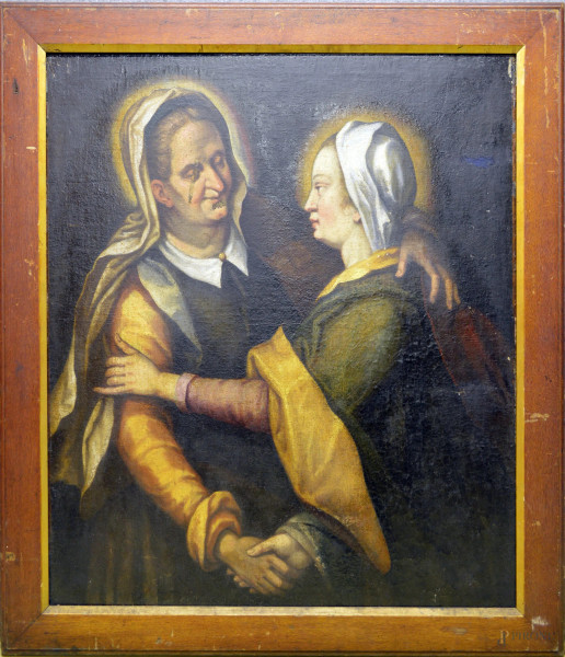 Figure di donne, olio su tela, cm 86x74, cornice.