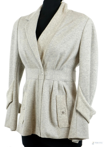 Rivamonti, giacca da donna in lana grigio chiaro, taglia M, (segni di utilizzo).