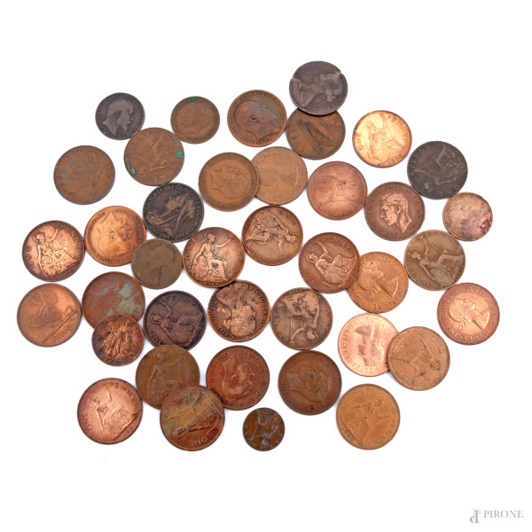 Lotto di monete inglesi, XX secolo, (segni di usura)