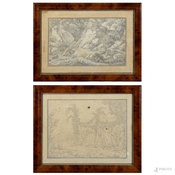 Lotto composto da due disegni di Christoph Heinrich Kniep (1755 – 1825)