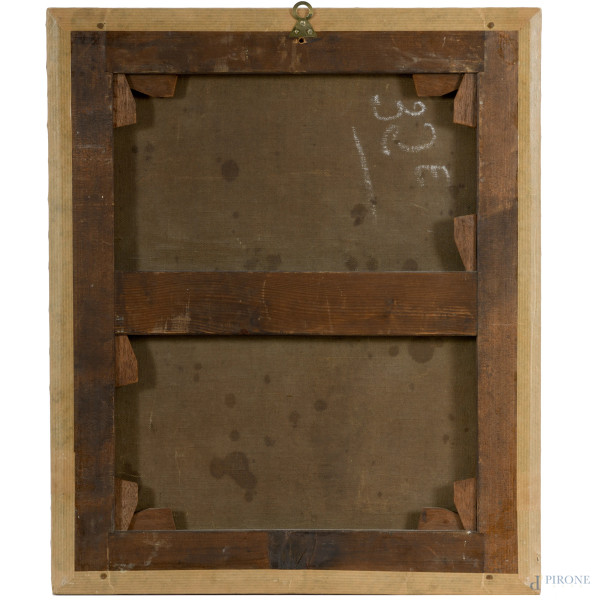 Testa di santo, XVIII secolo, olio su tela, cm 46x38, (difetti)