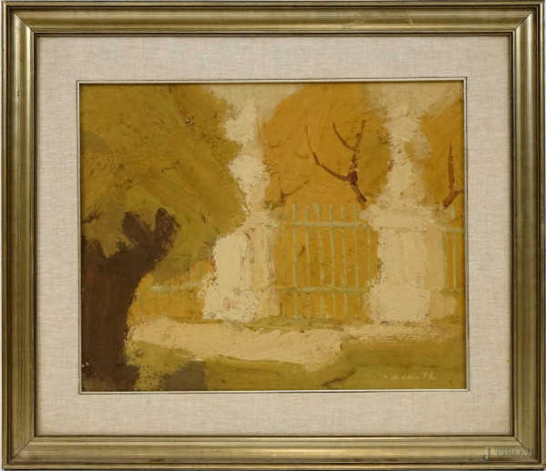 Franco Marzilli - Paesaggio, olio su tela, cm 40x51, entro cornice