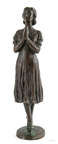 Ballerina, scultura in bronzo, altezza cm. 20, XX secolo.