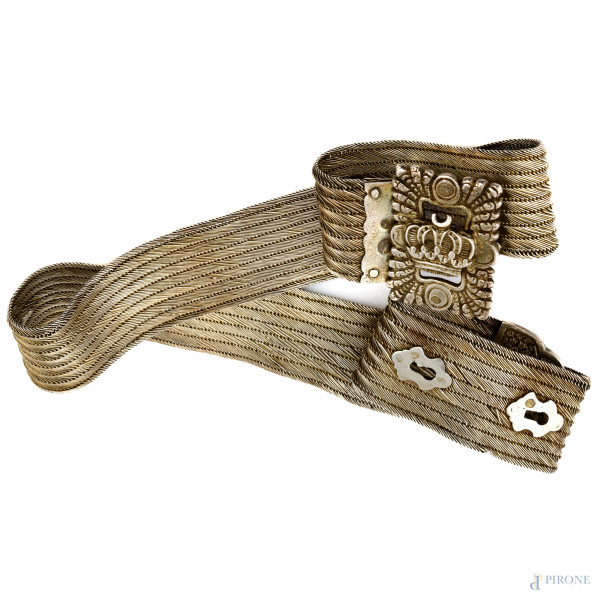 Cintura in argento con punzoni arabi, XX secolo, lunghezza cm 77, peso complessivo gr 310