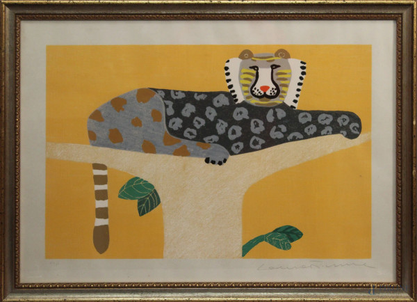 Laura Fiume, Tigre, litografia a colori, 80 x 60 cm, entro cornice