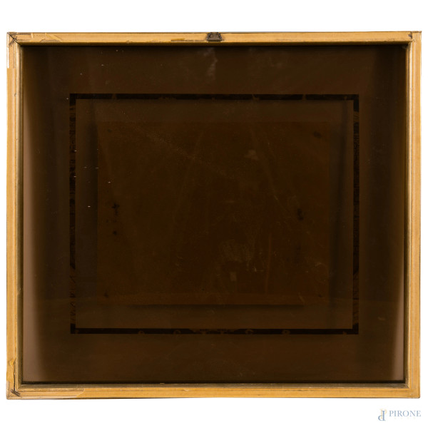 Studio di mestieri, tecnica mista su carta, cm 20x25, entro cornice, (gore, foxing, tracce di umi...
