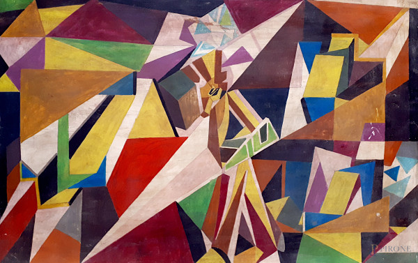 Artista futurista dei primi del Novecento, Composizione futurista, olio su tavola, cm 43x69