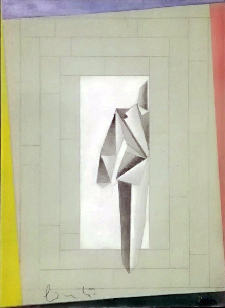 Giuliano Giganti - Senza titolo, tecnica mista su carta, cm 35x25, firmato, con cornice
