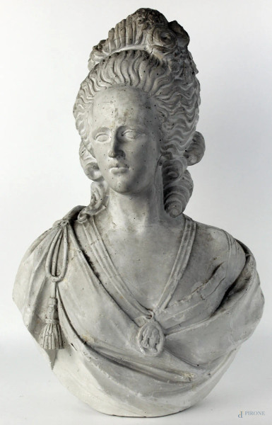 Busto di Maria Antonietta in gesso, altezza cm. 48, XX secolo.