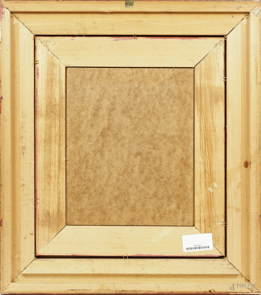 Figura maschile seduta, acquerello su carta, cm 30x24, dedicato, firmato e datato "24/8/54", entr...